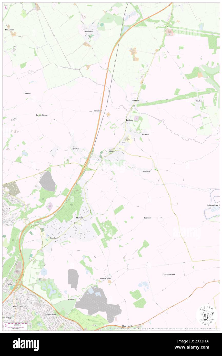 Rossett, Wrexham, GB, Regno Unito, Galles, N 53 6' 19'', S 2 56' 43'', MAP, Cartascapes Map pubblicata nel 2024. Esplora Cartascapes, una mappa che rivela i diversi paesaggi, culture ed ecosistemi della Terra. Viaggia attraverso il tempo e lo spazio, scoprendo l'interconnessione del passato, del presente e del futuro del nostro pianeta. Foto Stock