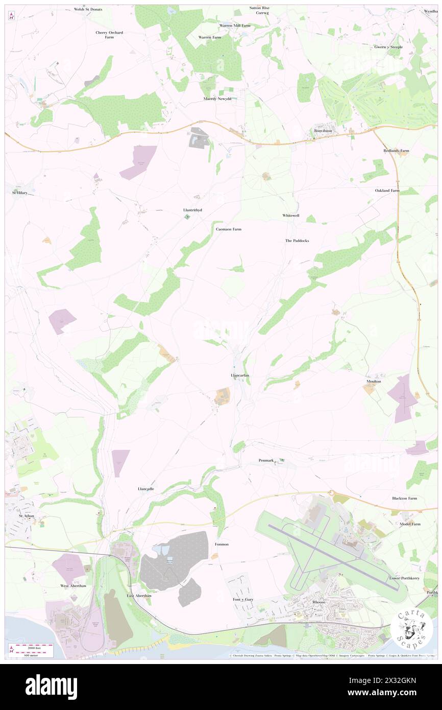 Llancarfan, vale of Glamorgan, GB, Regno Unito, Galles, N 51 25' 45'', S 3 22' 9'', MAP, Cartascapes Map pubblicata nel 2024. Esplora Cartascapes, una mappa che rivela i diversi paesaggi, culture ed ecosistemi della Terra. Viaggia attraverso il tempo e lo spazio, scoprendo l'interconnessione del passato, del presente e del futuro del nostro pianeta. Foto Stock