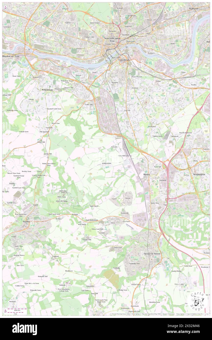 Lamesley, Gateshead, GB, Regno Unito, Inghilterra, N 54 54' 25'', S 1 37' 8'', MAP, Cartascapes Map pubblicata nel 2024. Esplora Cartascapes, una mappa che rivela i diversi paesaggi, culture ed ecosistemi della Terra. Viaggia attraverso il tempo e lo spazio, scoprendo l'interconnessione del passato, del presente e del futuro del nostro pianeta. Foto Stock