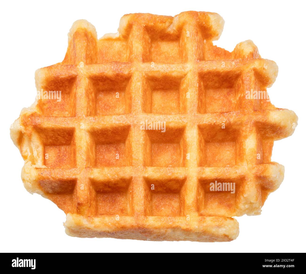 Waffle belgi con tasche extra profonde per il riempimento isolate su sfondo bianco. Foto Stock