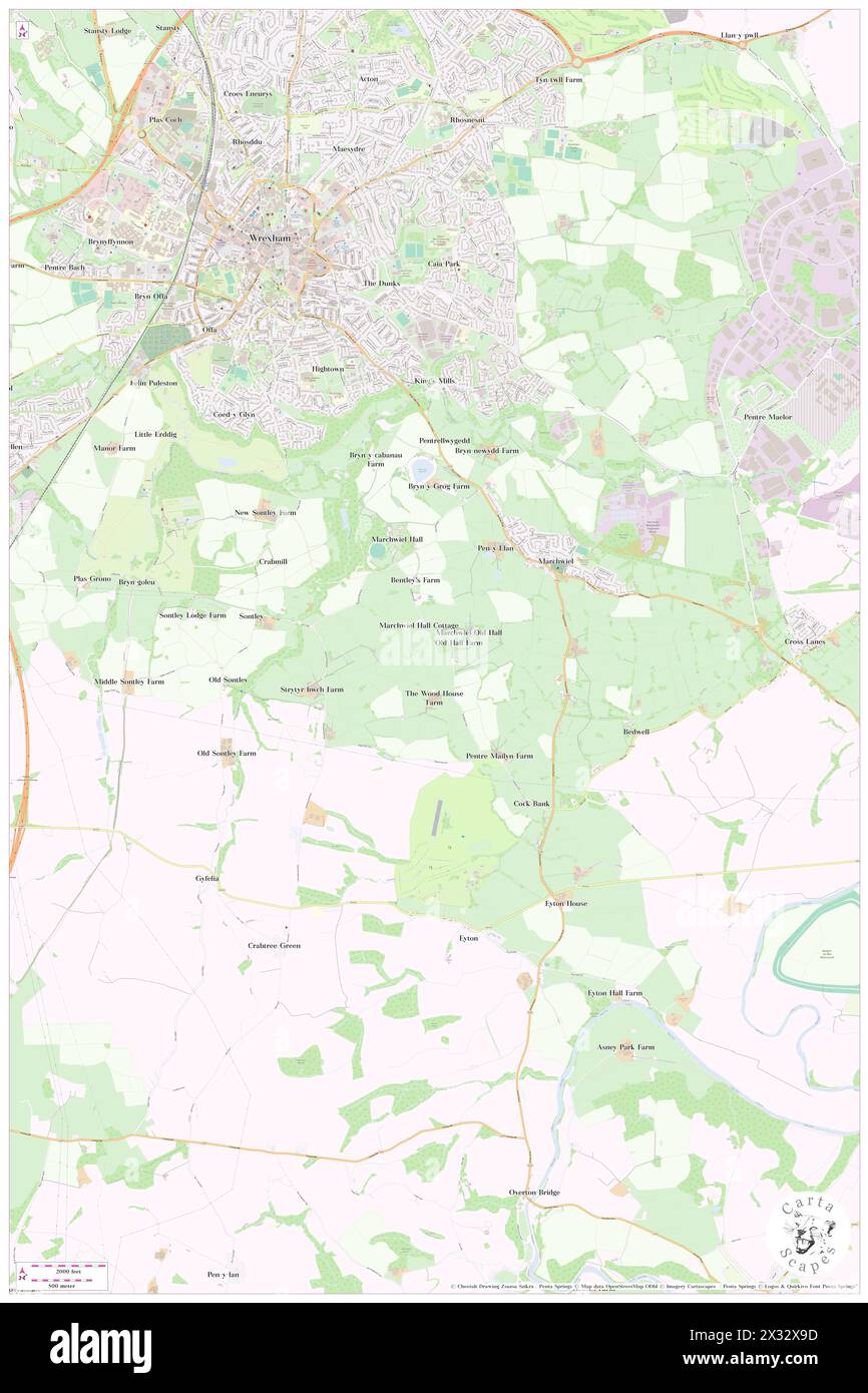 Marchwiel, Wrexham, GB, Regno Unito, Galles, N 53 1' 1''', S 2 58' 27'', MAP, Cartascapes Map pubblicata nel 2024. Esplora Cartascapes, una mappa che rivela i diversi paesaggi, culture ed ecosistemi della Terra. Viaggia attraverso il tempo e lo spazio, scoprendo l'interconnessione del passato, del presente e del futuro del nostro pianeta. Foto Stock