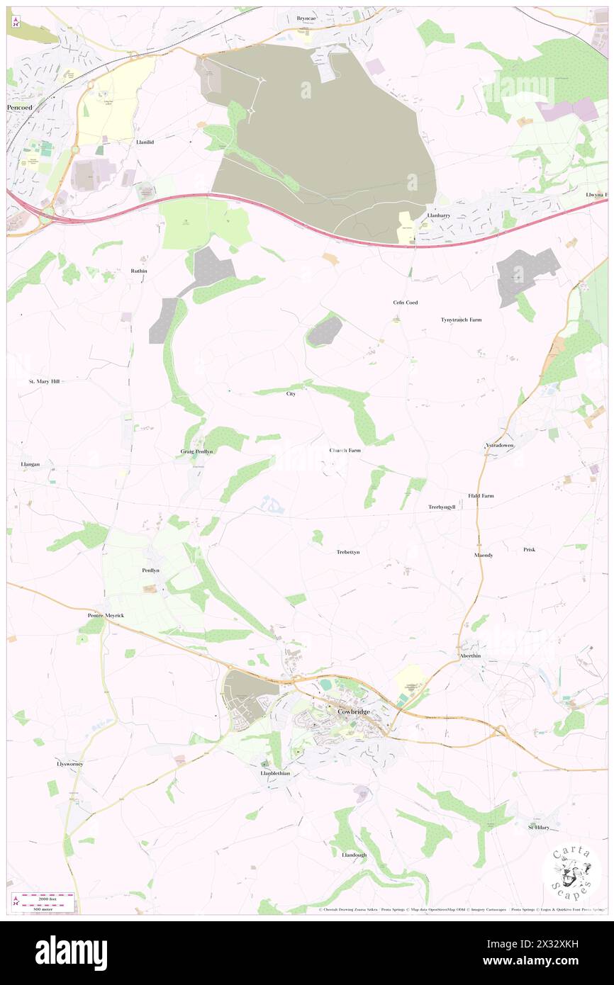 Penllyn, vale of Glamorgan, GB, Regno Unito, Galles, N 51 29' 16'', S 3 27' 18'', MAP, Cartascapes Map pubblicata nel 2024. Esplora Cartascapes, una mappa che rivela i diversi paesaggi, culture ed ecosistemi della Terra. Viaggia attraverso il tempo e lo spazio, scoprendo l'interconnessione del passato, del presente e del futuro del nostro pianeta. Foto Stock