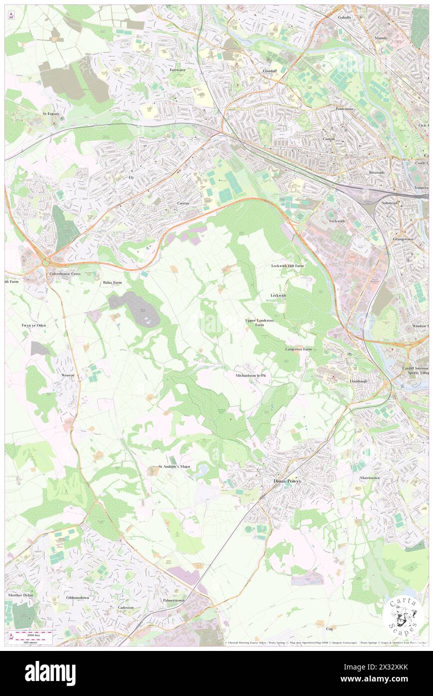 Michaelston, vale of Glamorgan, GB, Regno Unito, Galles, N 51 27' 23''', S 3 13' 48''', mappa, Cartascapes Map pubblicata nel 2024. Esplora Cartascapes, una mappa che rivela i diversi paesaggi, culture ed ecosistemi della Terra. Viaggia attraverso il tempo e lo spazio, scoprendo l'interconnessione del passato, del presente e del futuro del nostro pianeta. Foto Stock