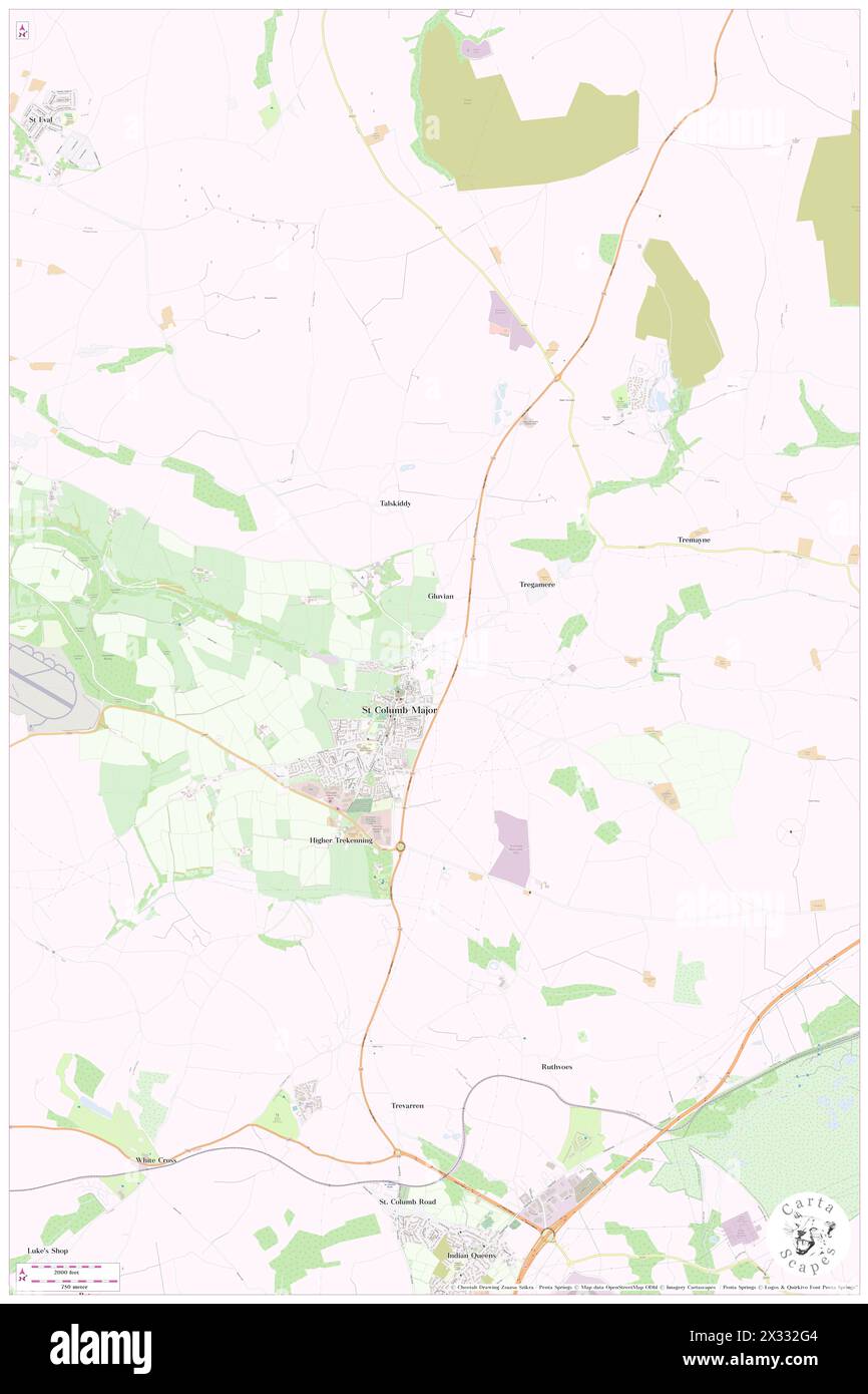 St Columb Major, Cornovaglia, Gran Bretagna, Regno Unito, Inghilterra, N 50 26' 19'', S 4 56' 9'', MAP, Cartascapes Map pubblicata nel 2024. Esplora Cartascapes, una mappa che rivela i diversi paesaggi, culture ed ecosistemi della Terra. Viaggia attraverso il tempo e lo spazio, scoprendo l'interconnessione del passato, del presente e del futuro del nostro pianeta. Foto Stock