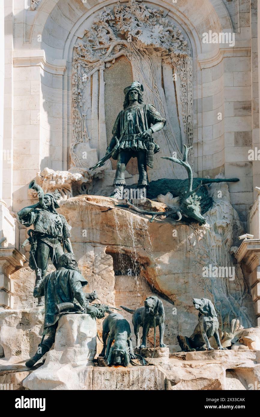 Fontana di Mattia nel palazzo reale di Buda, Budapest, Ungheria. Foto Stock