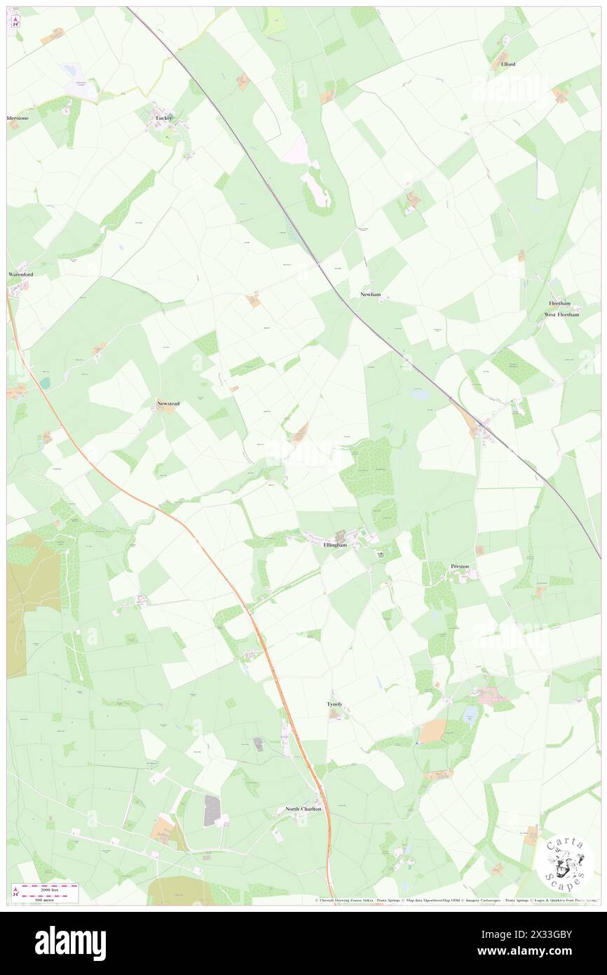 Ellingham, Northumberland, GB, Regno Unito, Inghilterra, N 55 32' 1'', S 1 44' 11'', MAP, Cartascapes Map pubblicata nel 2024. Esplora Cartascapes, una mappa che rivela i diversi paesaggi, culture ed ecosistemi della Terra. Viaggia attraverso il tempo e lo spazio, scoprendo l'interconnessione del passato, del presente e del futuro del nostro pianeta. Foto Stock