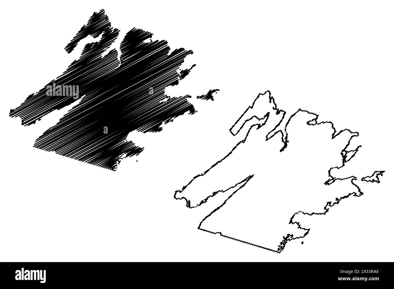 Cape Breton County (Canada, Provincia della nuova Scozia, Nord America) illustrazione vettoriale della mappa, schizzo di scribble Comté de Cap-Breton o Siorrachd Cheap Bhrea Illustrazione Vettoriale