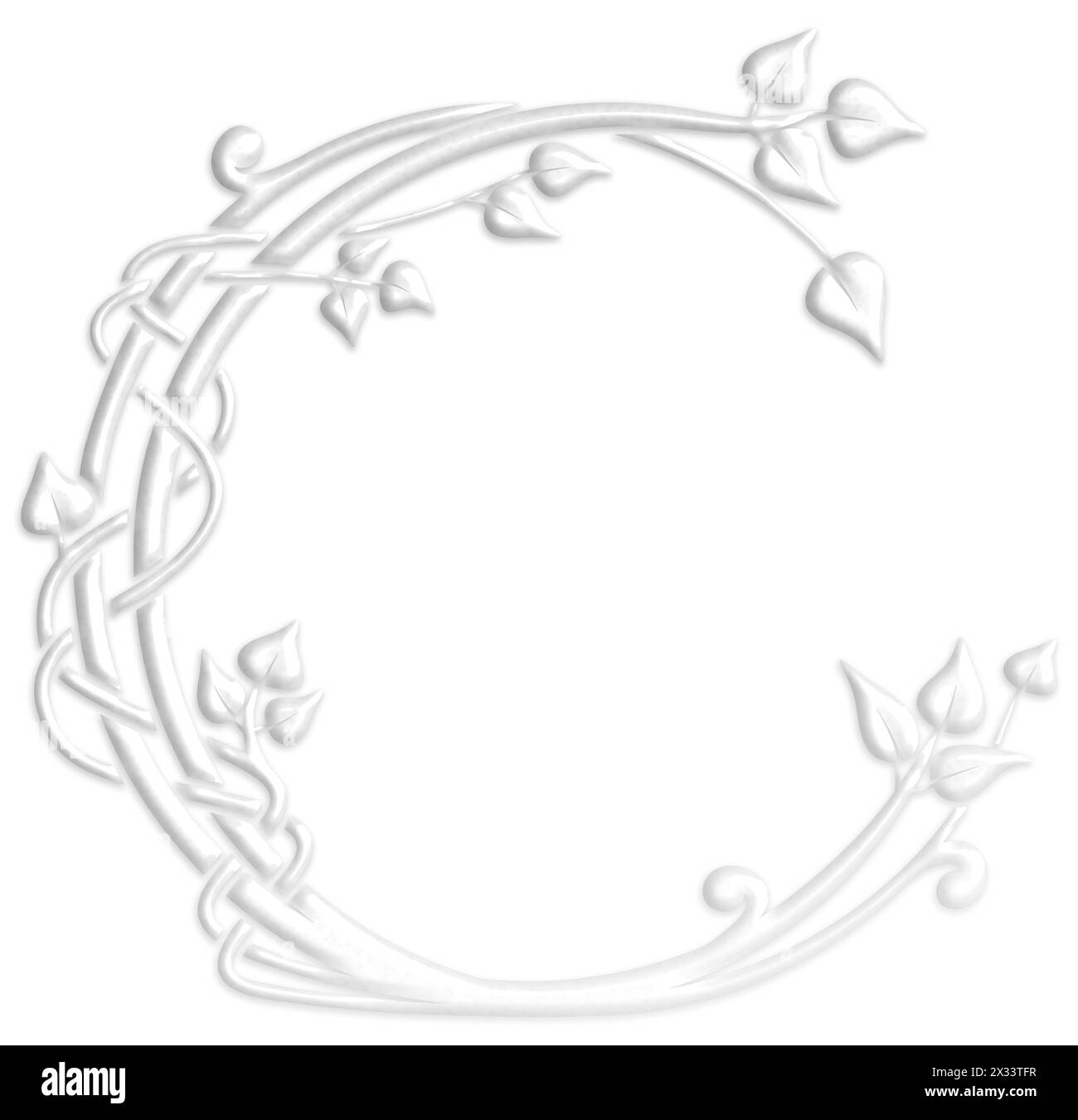 Illustrazione in stile Art Déco che crea un bordo con foglie che sembrano un ornamento in gesso Foto Stock