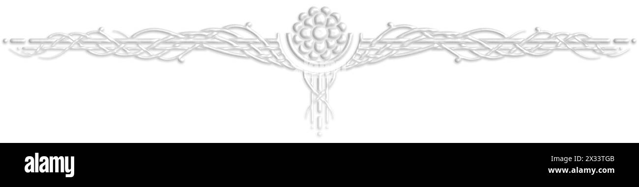 Illustrazione in stile Art Déco che crea un bordo con fiori che sembrano un ornamento in gesso Foto Stock