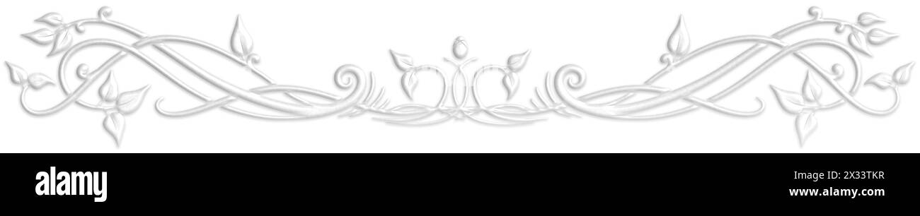 Illustrazione in stile Art Déco che crea un bordo con foglie che sembrano un ornamento in gesso Foto Stock