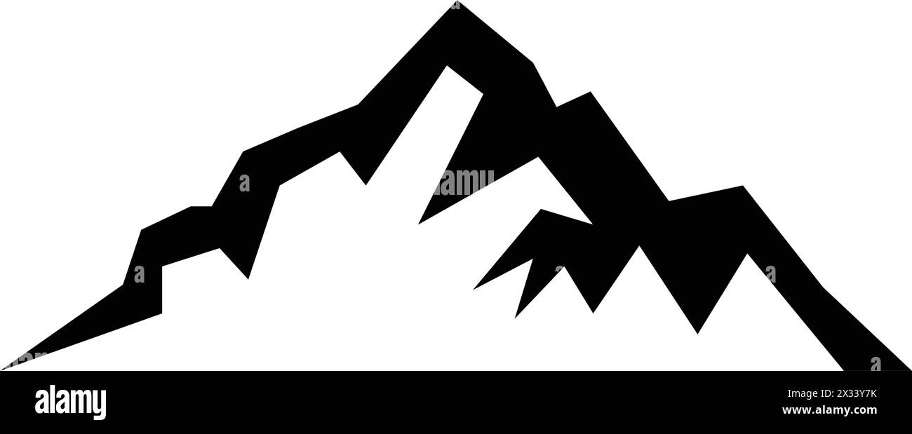 Icona montagna silhouette simbolo vettoriale dell'elemento di design delle colline rocciose in un'illustrazione pittogramma di glifi Illustrazione Vettoriale