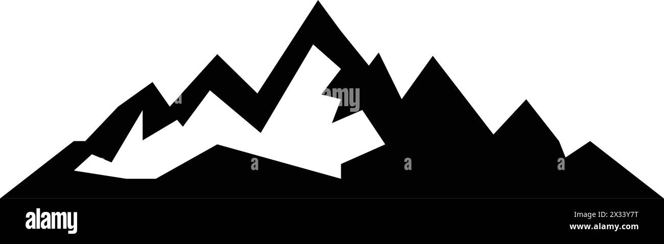 Icona montagna silhouette simbolo vettoriale dell'elemento di design delle colline rocciose in un'illustrazione pittogramma di glifi Illustrazione Vettoriale
