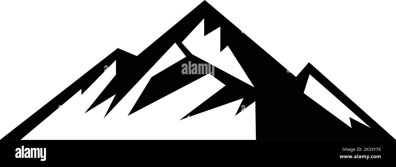 Icona montagna silhouette simbolo vettoriale dell'elemento di design delle colline rocciose in un'illustrazione pittogramma di glifi Illustrazione Vettoriale