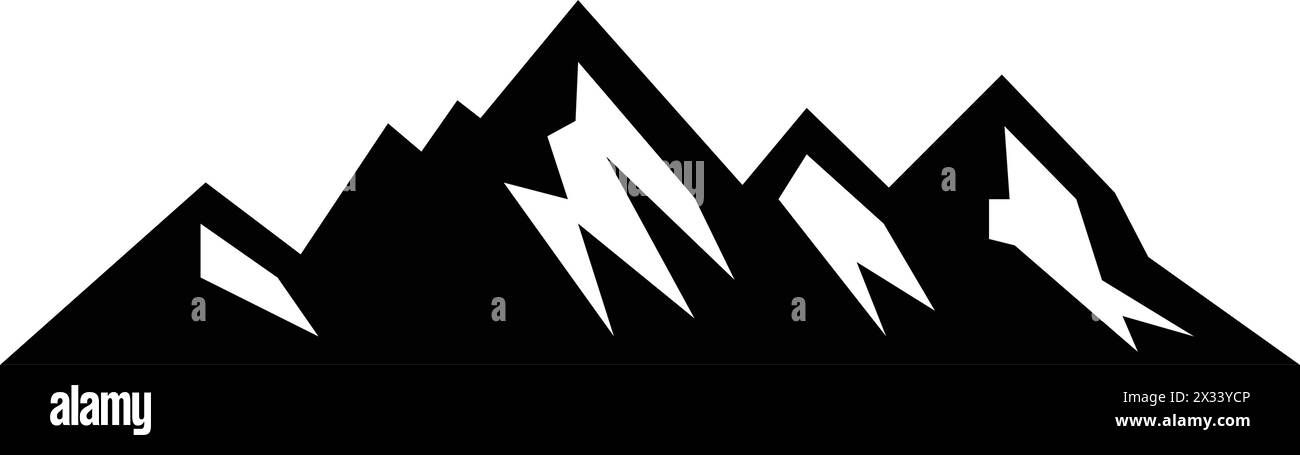 Icona montagna silhouette simbolo vettoriale dell'elemento di design delle colline rocciose in un'illustrazione pittogramma di glifi Illustrazione Vettoriale