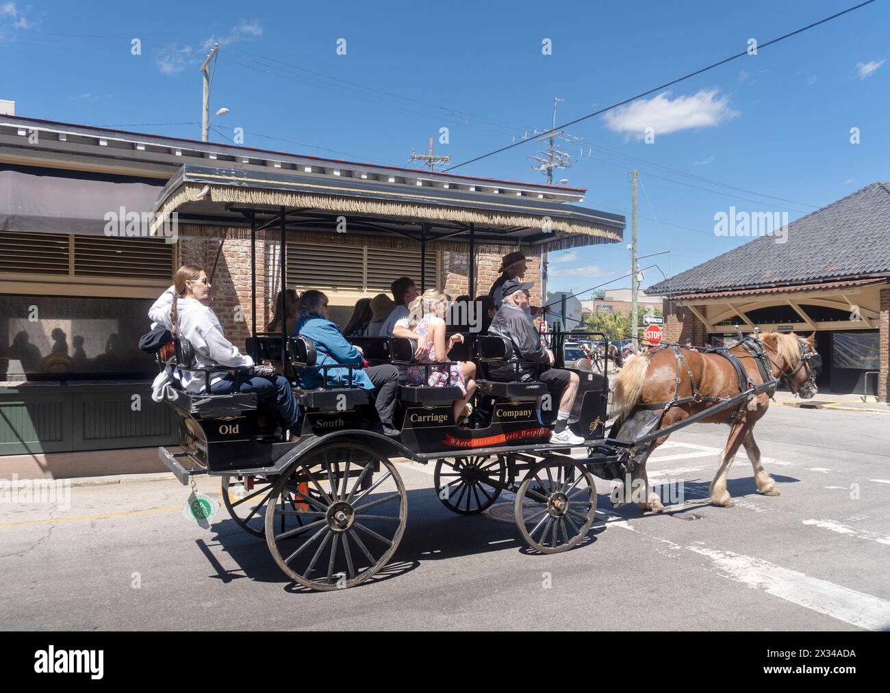 Turisti in carrozza a Charleston, South Carolina Foto Stock