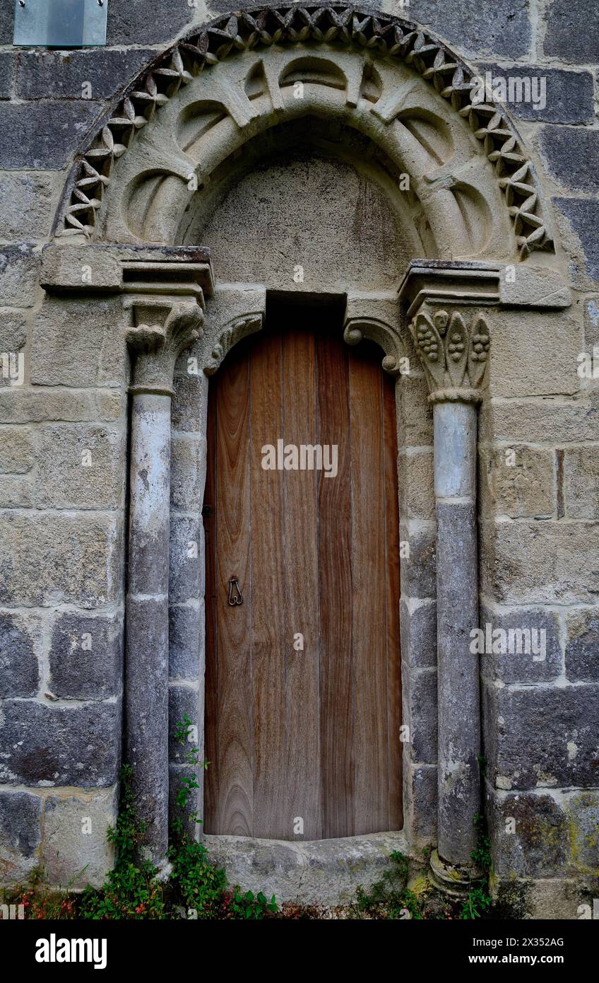 Particolare di Santo Estebo de Atan, Panton, Lugo, Spagna Foto Stock