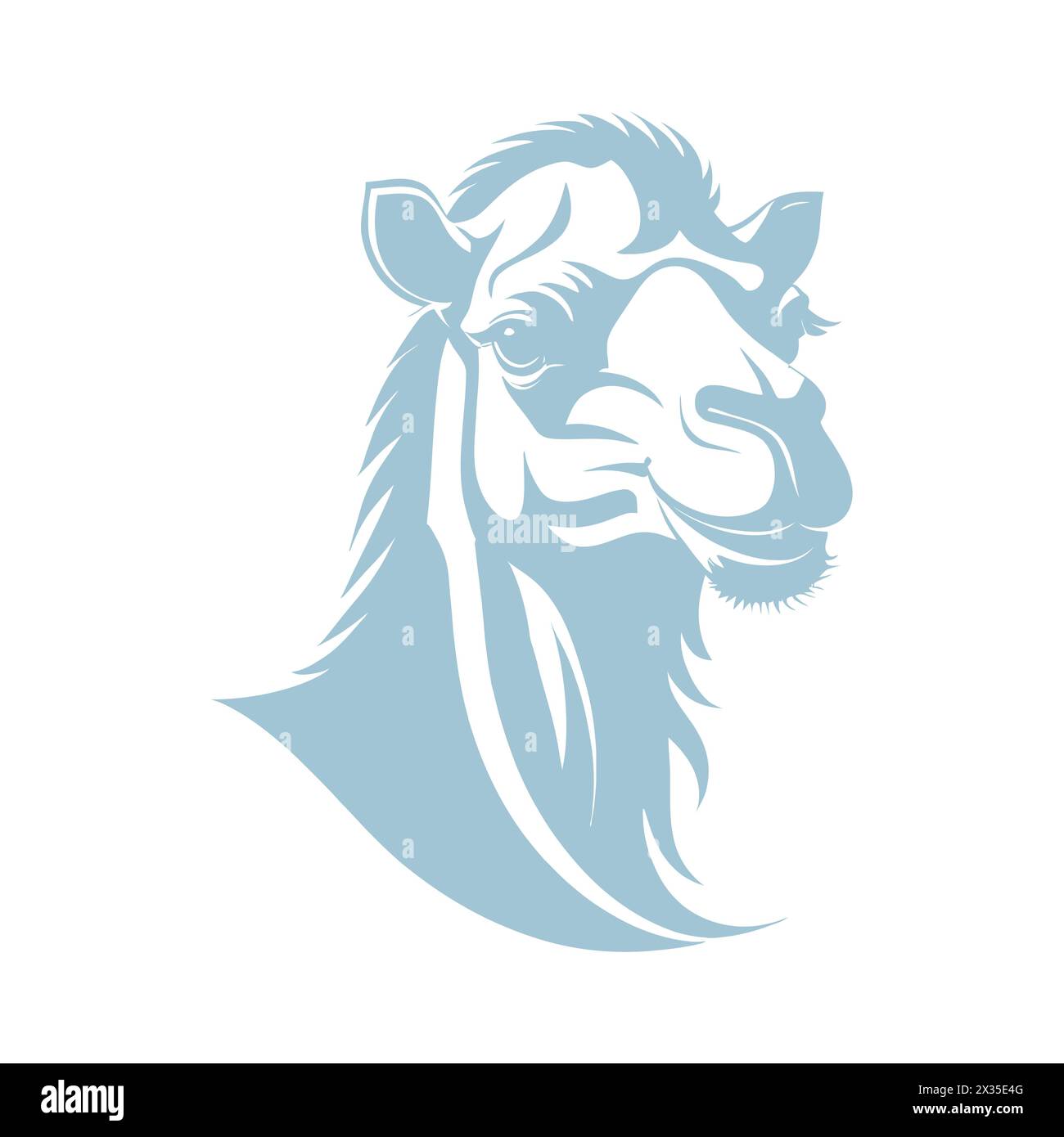 Immagine vettoriale di una testa di cammello su uno sfondo bianco. Elemento di progettazione. Illustrazione Vettoriale