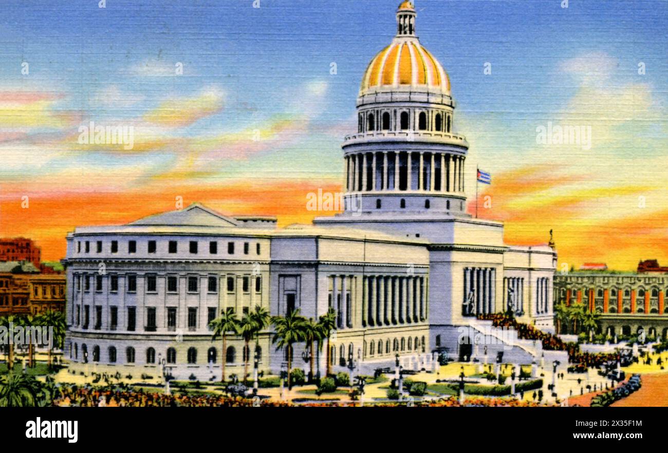 Cartolina per il Campidoglio dell'Avana, Cuba circa 1940 Foto Stock