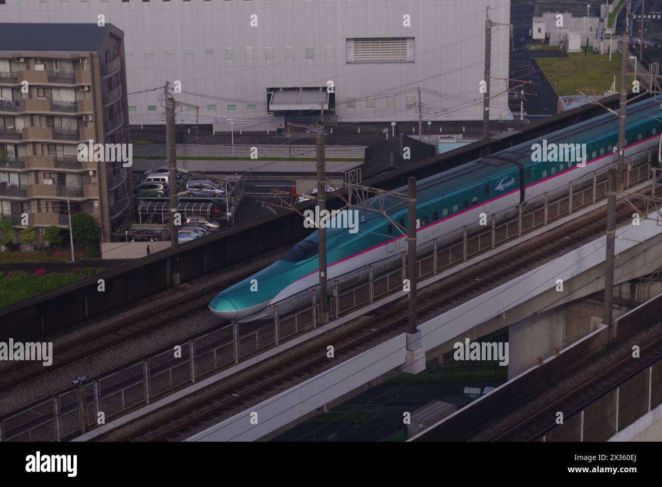 Shinkansen (treno proiettile) nella prefettura di Saitama, Giappone Foto Stock