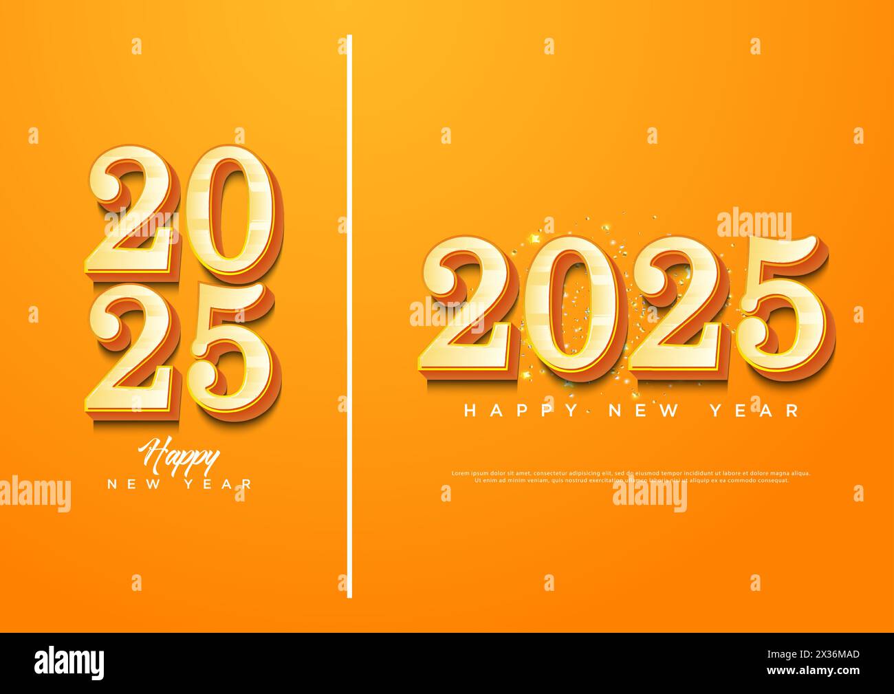 celebrazione del nuovo anno 2025 con numeri classici e colori splendidi e brillanti. 2025 design dei numeri. per volantini, banner e calendari 2025. Illustrazione Vettoriale