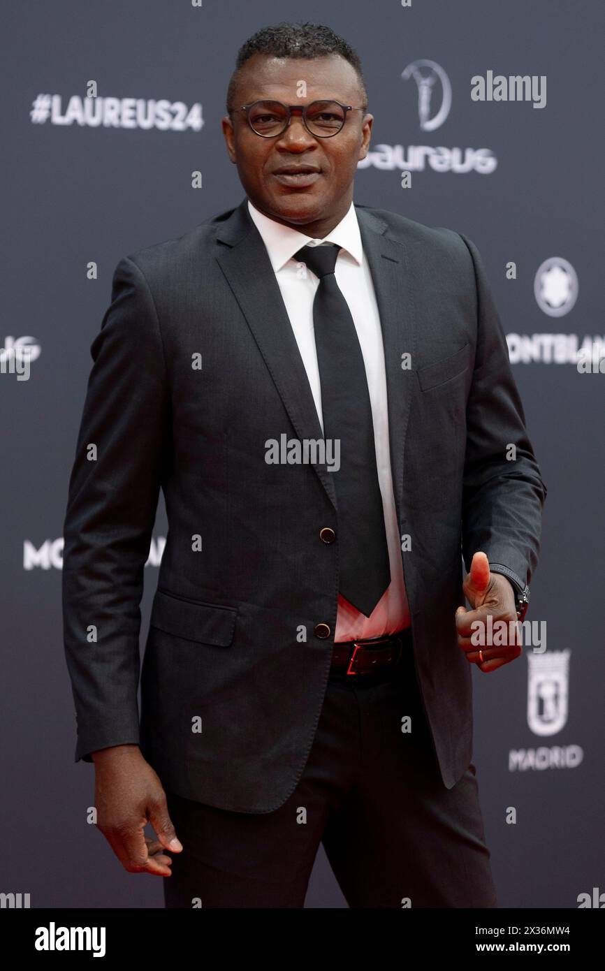 Madrid, Spagna. 22 aprile 2024. Marcel Desailly posa sul tappeto rosso durante Montblanc presenta i Laureus World Sports Awards 2024 al Palacio de Cibeles di Madrid. Credito: SOPA Images Limited/Alamy Live News Foto Stock