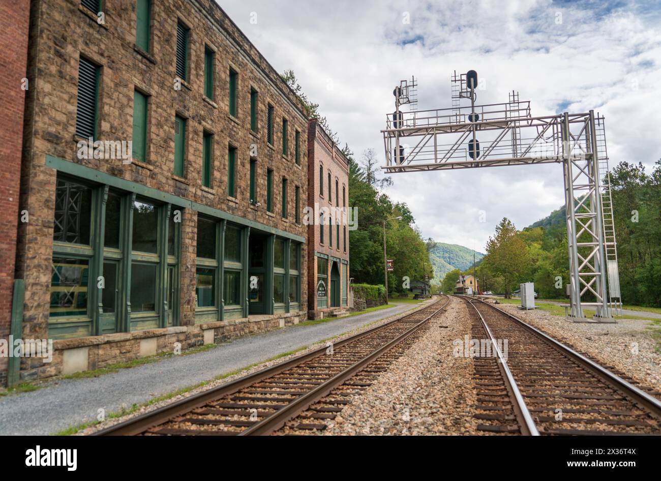 La città fantasma di Thurmond nel New River Gorge National Park, West Virginia Foto Stock