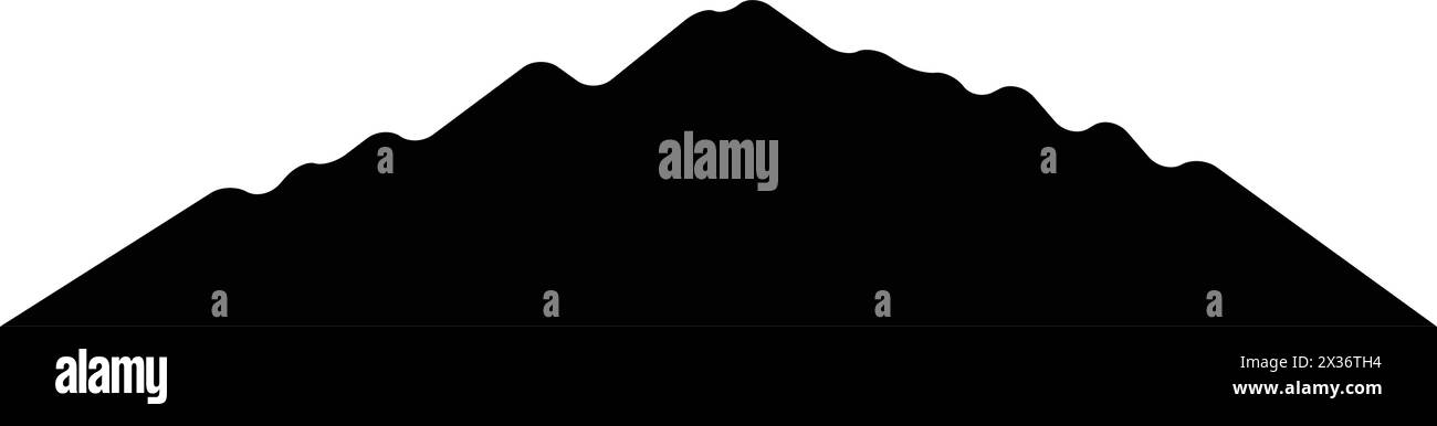Icona silhouette montagna simbolo vettoriale dell'elemento di design delle colline rocciose in un'illustrazione pittogramma di glifi Illustrazione Vettoriale