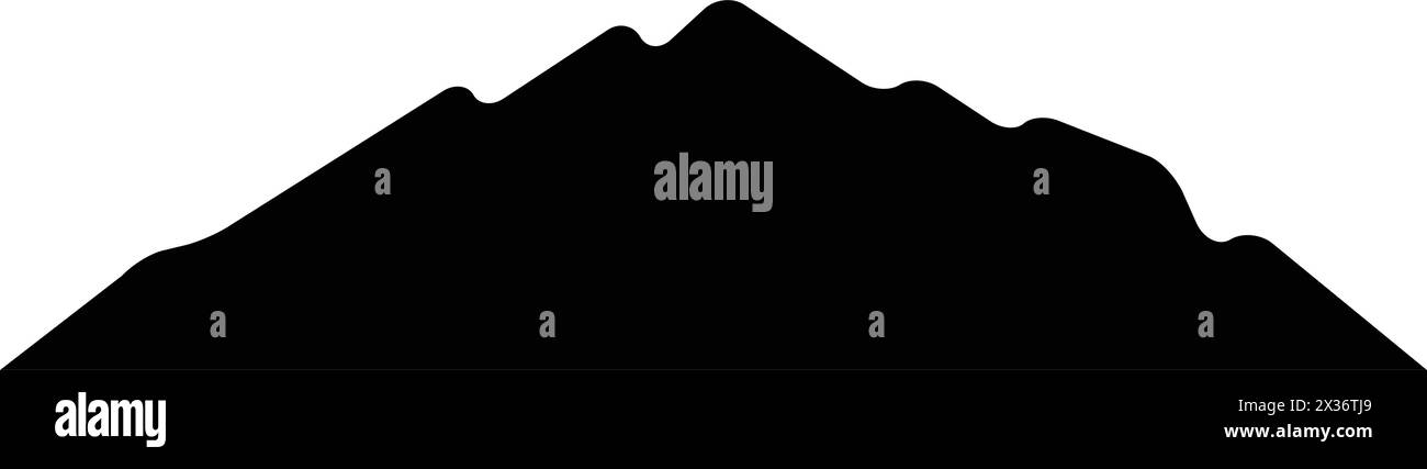 Icona silhouette montagna simbolo vettoriale dell'elemento di design delle colline rocciose in un'illustrazione pittogramma di glifi Illustrazione Vettoriale