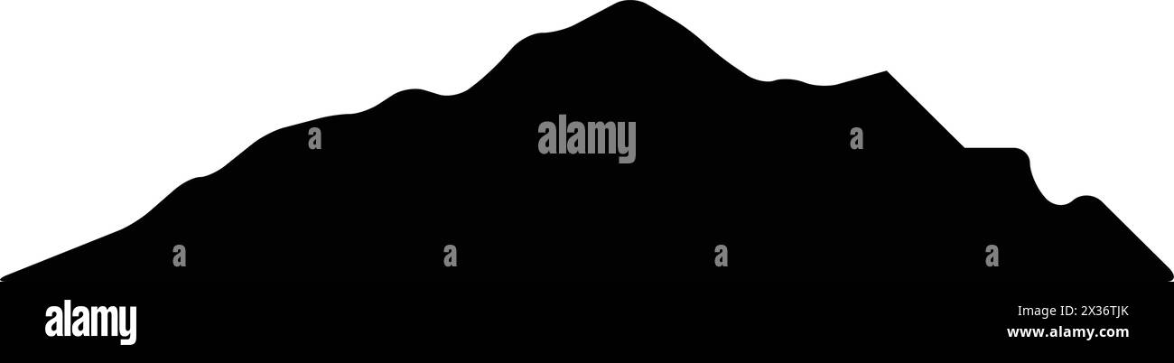Icona silhouette montagna simbolo vettoriale dell'elemento di design delle colline rocciose in un'illustrazione pittogramma di glifi Illustrazione Vettoriale