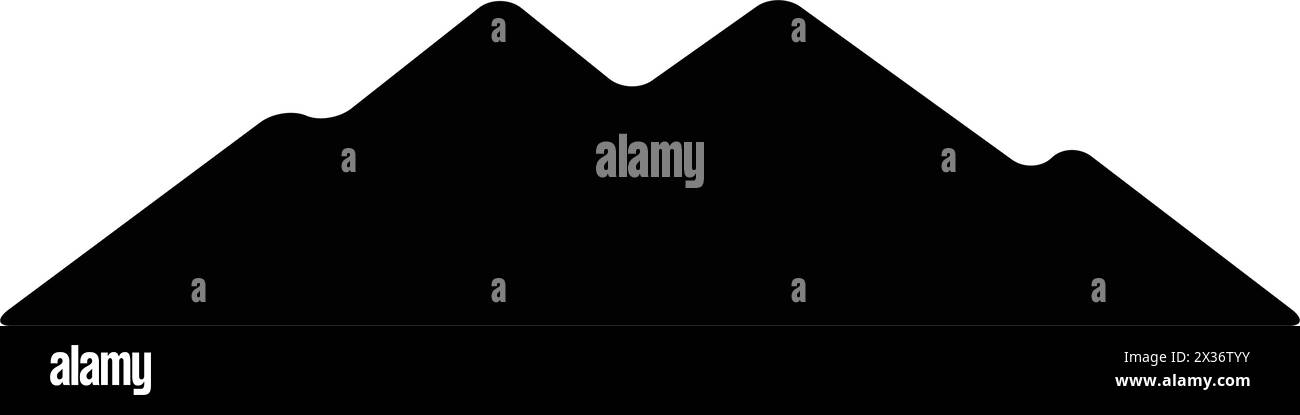 Icona silhouette montagna simbolo vettoriale dell'elemento di design delle colline rocciose in un'illustrazione pittogramma di glifi Illustrazione Vettoriale