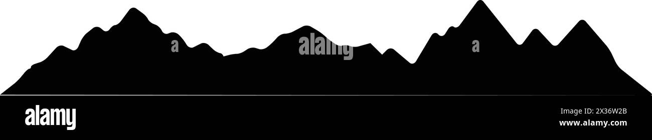 Icona silhouette montagna simbolo vettoriale dell'elemento di design delle colline rocciose in un'illustrazione pittogramma di glifi Illustrazione Vettoriale