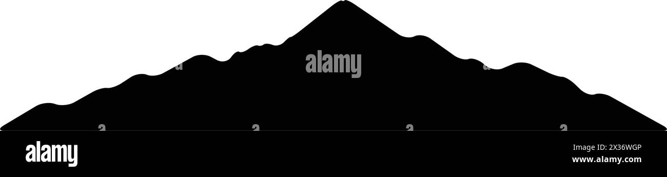 Icona silhouette montagna simbolo vettoriale dell'elemento di design delle colline rocciose in un'illustrazione pittogramma di glifi Illustrazione Vettoriale