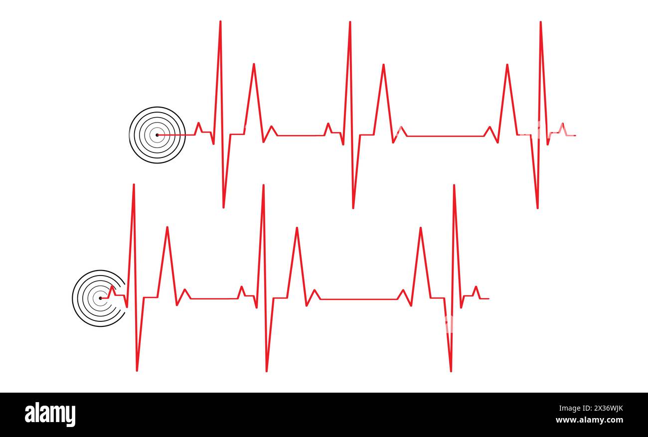 Simbolo dell'icona della linea del battito cardiaco ECG, simbolo del logo dell'ospedale per il battito cardiaco. Illustrazione Vettoriale