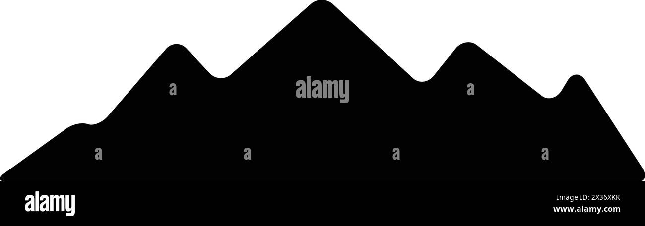 Icona silhouette montagna simbolo vettoriale dell'elemento di design delle colline rocciose in un'illustrazione pittogramma di glifi Illustrazione Vettoriale