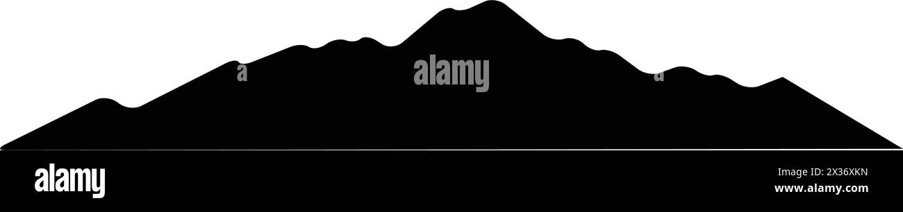 Icona silhouette montagna simbolo vettoriale dell'elemento di design delle colline rocciose in un'illustrazione pittogramma di glifi Illustrazione Vettoriale