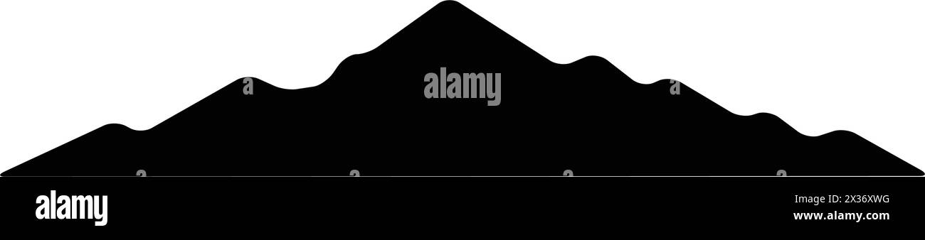 Icona silhouette montagna simbolo vettoriale dell'elemento di design delle colline rocciose in un'illustrazione pittogramma di glifi Illustrazione Vettoriale