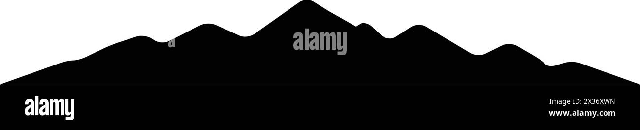 Icona silhouette montagna simbolo vettoriale dell'elemento di design delle colline rocciose in un'illustrazione pittogramma di glifi Illustrazione Vettoriale