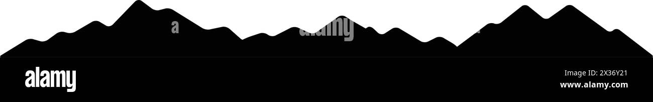 Icona silhouette montagna simbolo vettoriale dell'elemento di design delle colline rocciose in un'illustrazione pittogramma di glifi Illustrazione Vettoriale