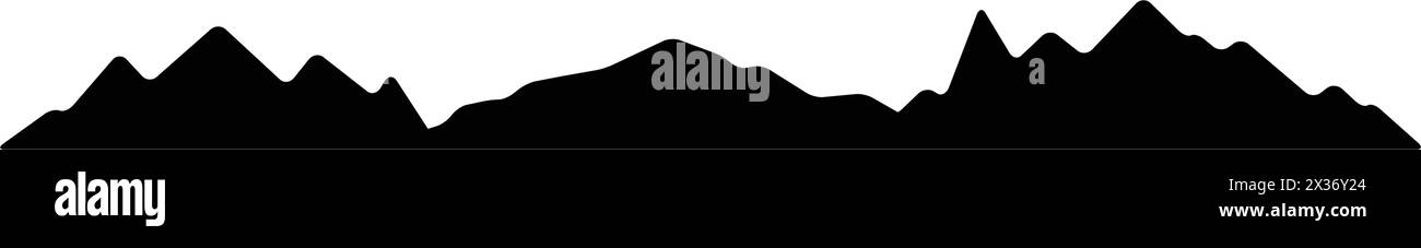 Icona silhouette montagna simbolo vettoriale dell'elemento di design delle colline rocciose in un'illustrazione pittogramma di glifi Illustrazione Vettoriale