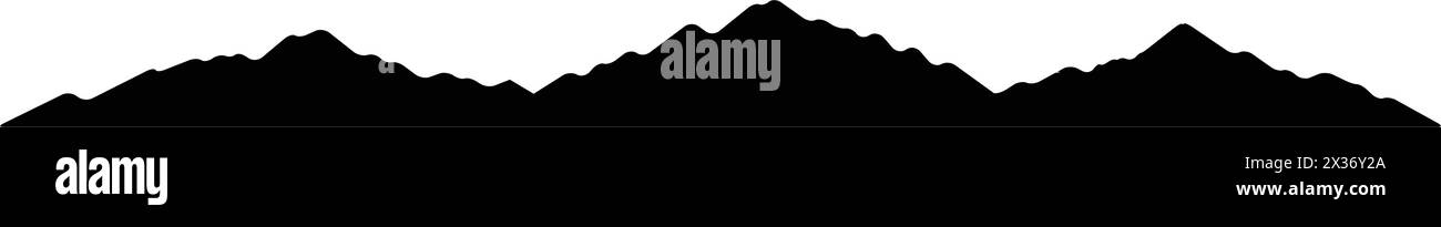 Icona silhouette montagna simbolo vettoriale dell'elemento di design delle colline rocciose in un'illustrazione pittogramma di glifi Illustrazione Vettoriale