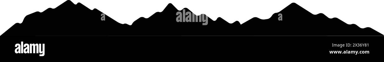 Icona silhouette montagna simbolo vettoriale dell'elemento di design delle colline rocciose in un'illustrazione pittogramma di glifi Illustrazione Vettoriale