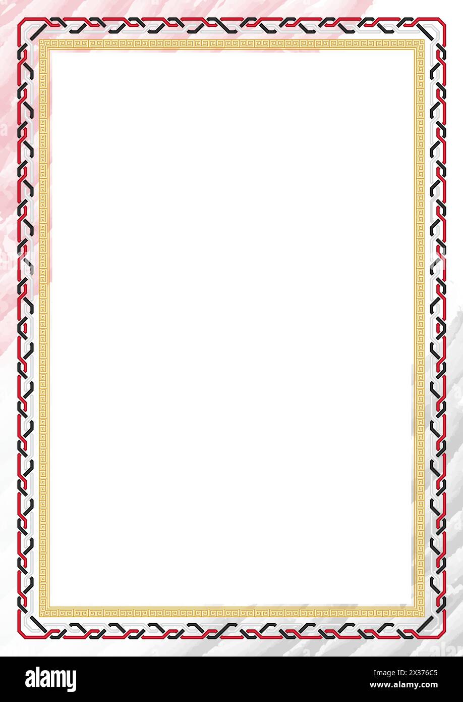 Cornice verticale e bordo con i colori della bandiera irachena, elementi del modello per il certificato e il diploma. Vettore. Illustrazione Vettoriale