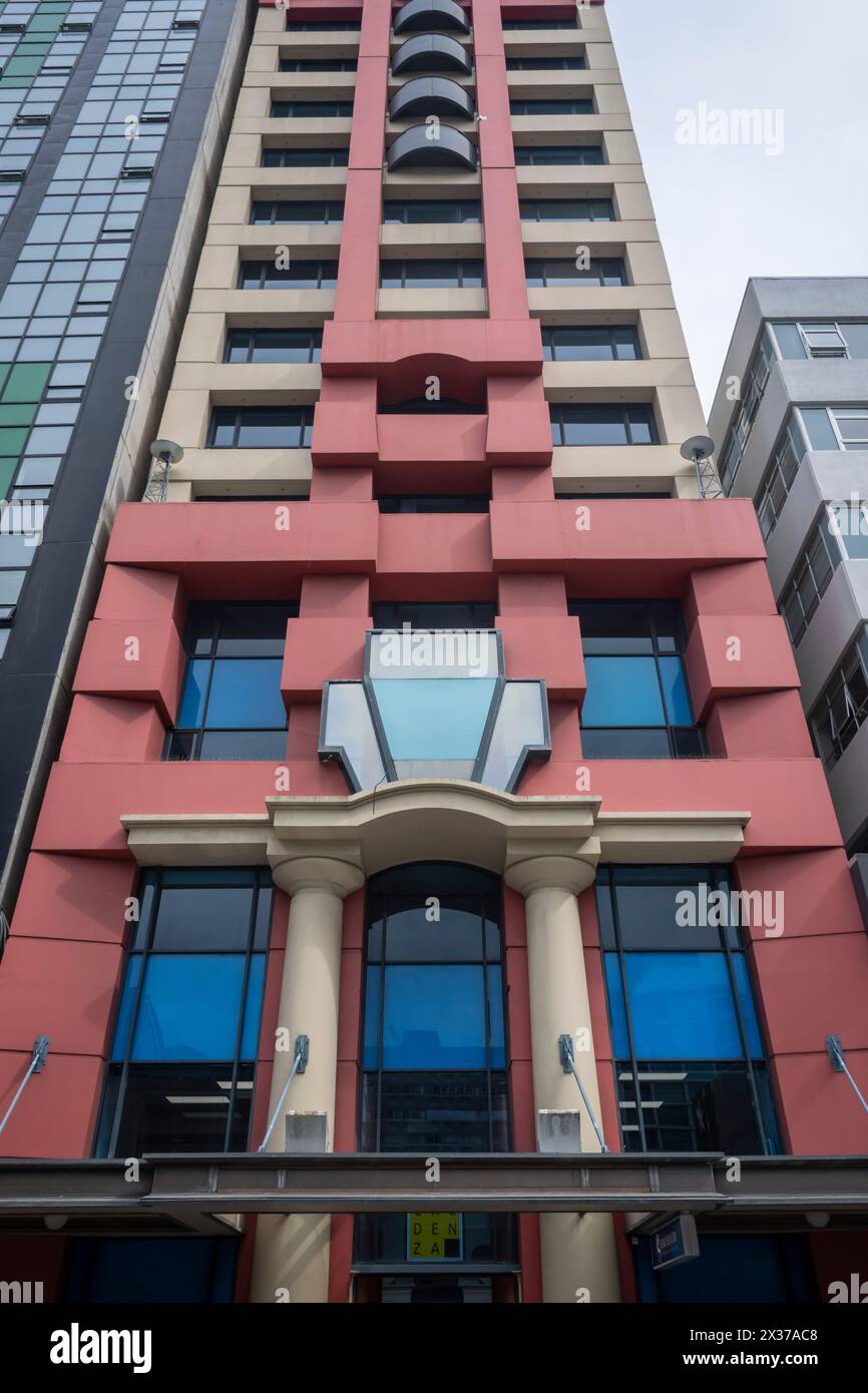 Alto edificio, Wellington, Isola del Nord, nuova Zelanda Foto Stock