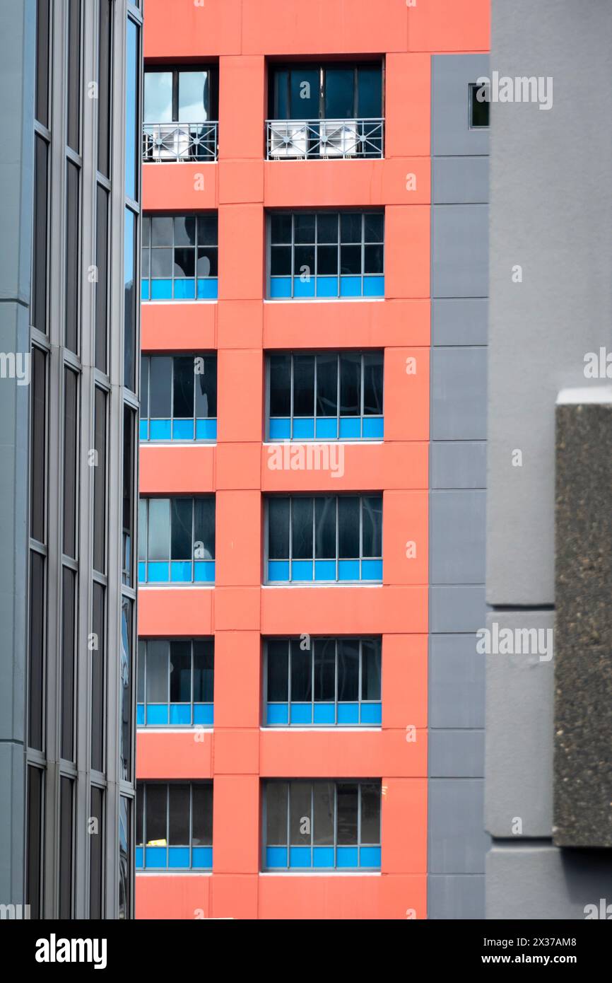 Alto edificio, Wellington, Isola del Nord, nuova Zelanda Foto Stock