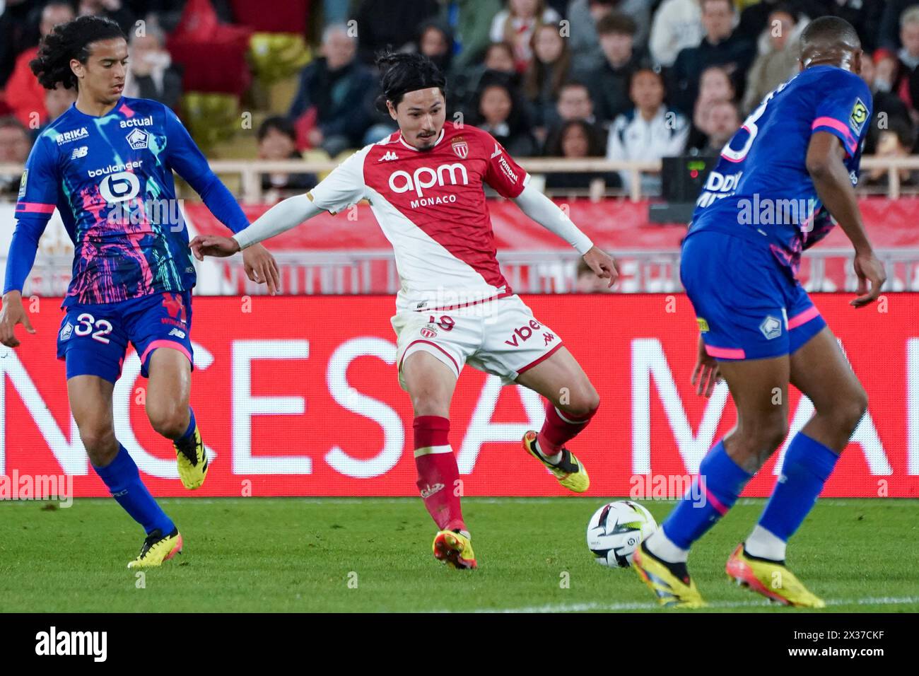 Monaco, Monaco. 24 aprile 2024. Takumi Minamino dell'AS Monaco al match di Ligue 1 contro Lille allo Stade Louis II, Monaco Foto Stock
