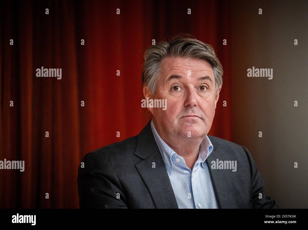 Oslo 20240425.il CEO Geir Karlsen della compagnia aerea Norwegian ASA presenta i risultati del primo trimestre 2024 foto: OLE Berg-Rusten / NTB Foto Stock