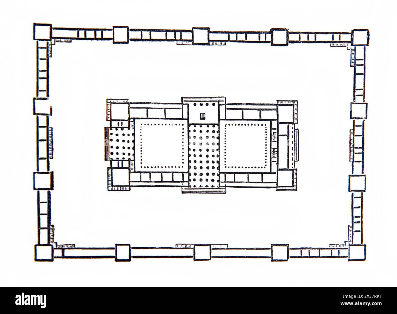 Ground-Plan della Casa dei Re della Foresta del Libano dopo Lamy del XIX secolo illustrato Bibbia di famiglia Foto Stock