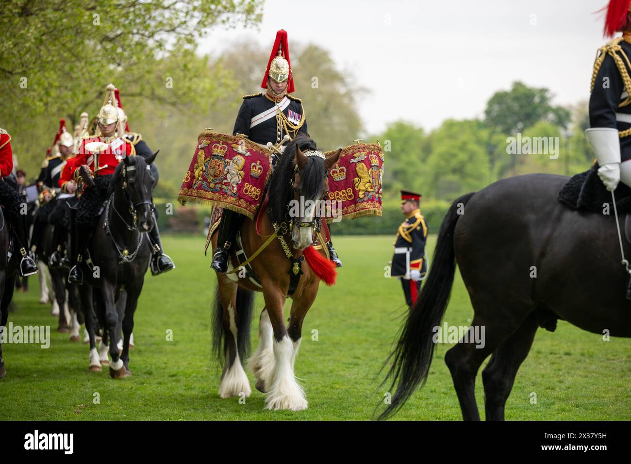Londra, Regno Unito. 25 aprile 2024. Household Cavalry Major General's Review Hyde Park Londra Regno Unito credito: Ian Davidson/Alamy Live News Foto Stock