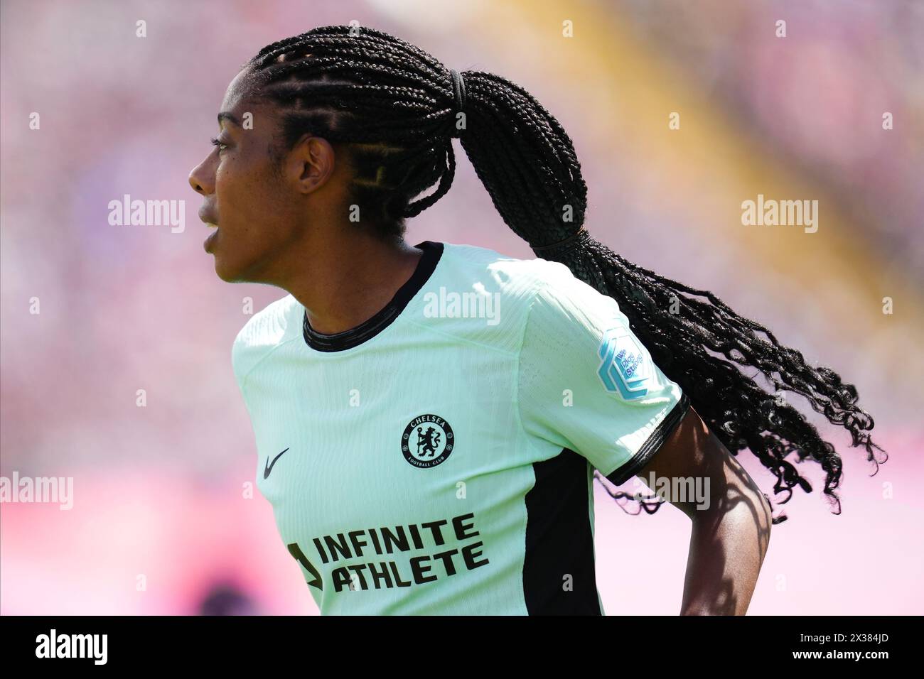 Barcellona, Spagna. 20 aprile 2024. Ashley Lawrence di Chelsea e Canada durante la UEFA Women's Champions League, semifinale, andata andata, tra FC Barcelona e Chelsea FC giocata allo stadio Luis Company il 20 aprile 2024 a Barcellona, Spagna. (Foto di Bagu Blanco/PRESSINPHOTO) credito: PRESSINPHOTO SPORTS AGENCY/Alamy Live News Foto Stock