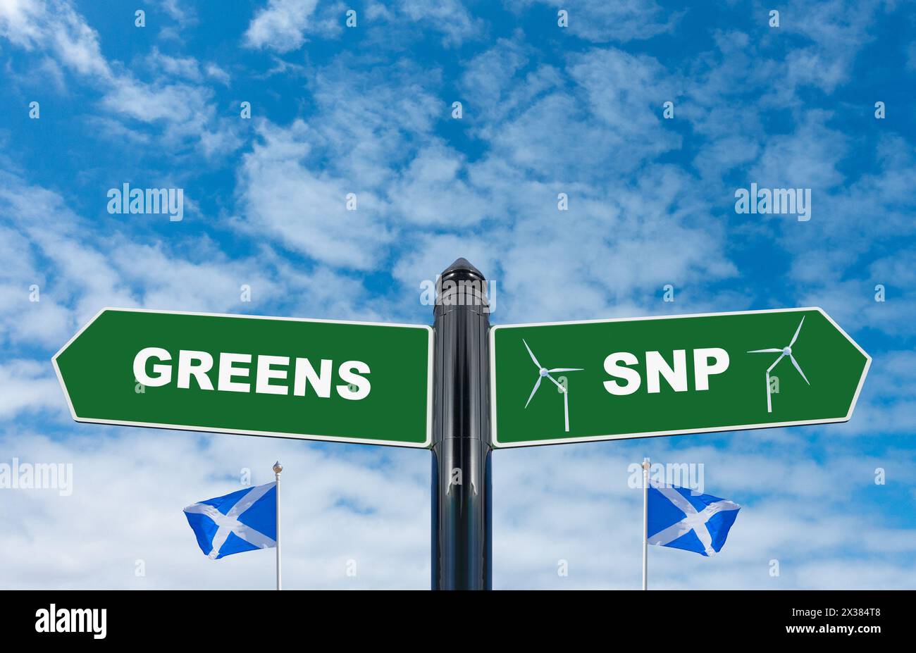 SNP Scottish Greens, coalizione del Partito dei Verdi sputa concetto Foto Stock